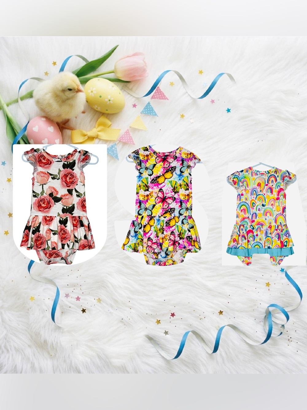 Girls' Bamboo Dresses Set 0f 3 - 12-18 Months | Birdie Bean & Bums Roses